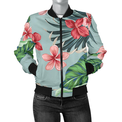 Plumeria Pattern Print Design PM027 Women Bomber Jacket