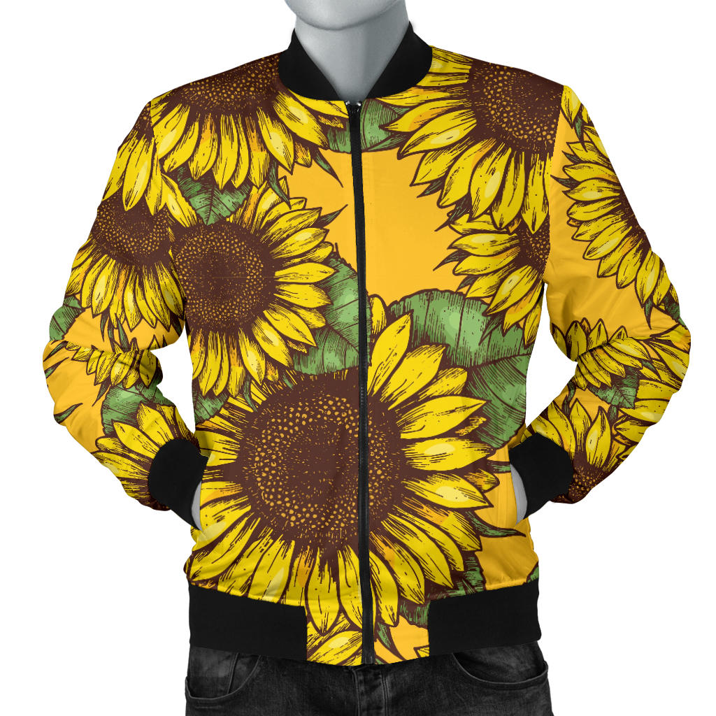 Sunflower Pattern Print Design SF04 Men Bomber Jacket