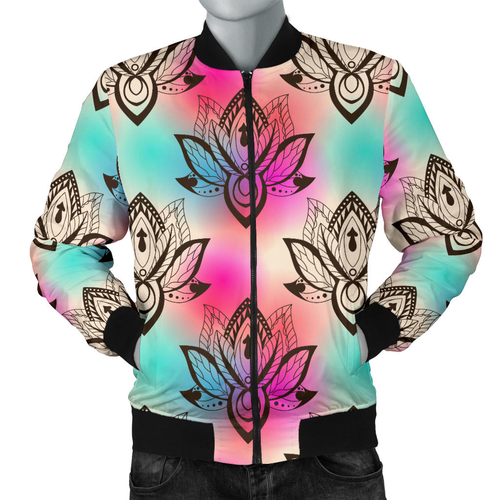 lotus Boho Pattern Print Design LO02 Men Bomber Jacket