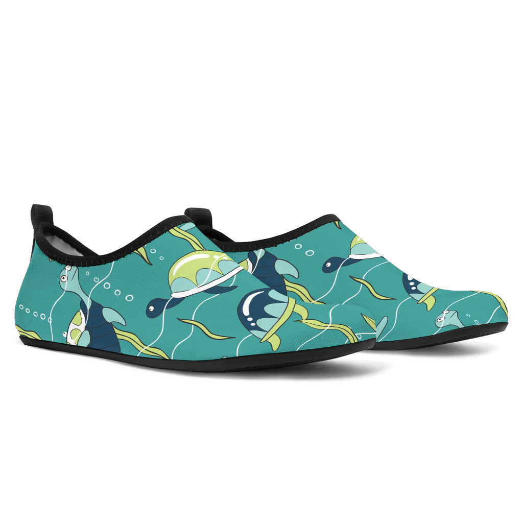 Sea Turtle Pattern Print Design T08 Aqua Water Shoes