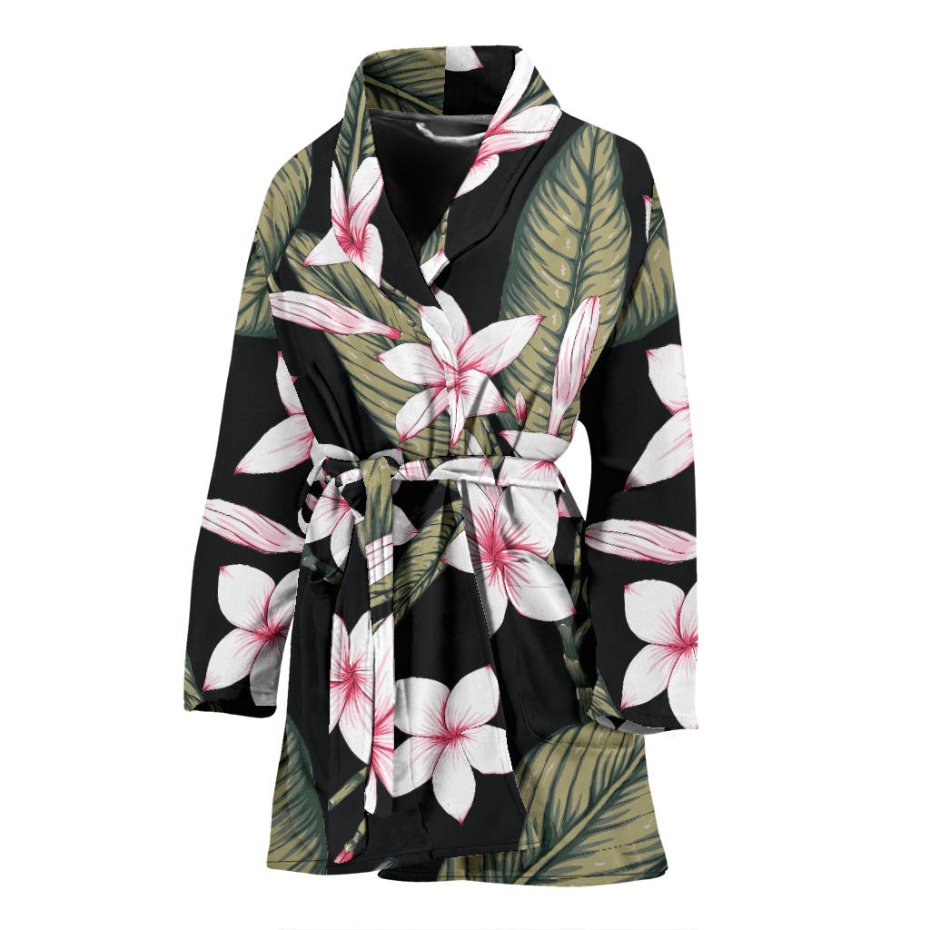 Plumeria Pattern Print Design PM021 Women Bathrobe