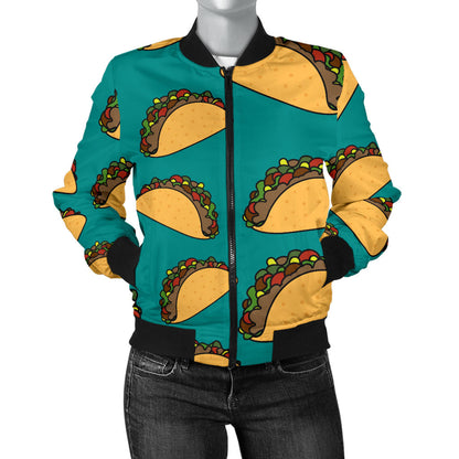 Taco Pattern Print Design TC07 Women Bomber Jacket