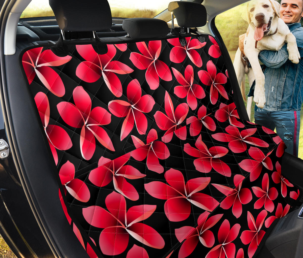 Red Plumeria Pattern Print Design PM025 Rear Dog  Seat Cover