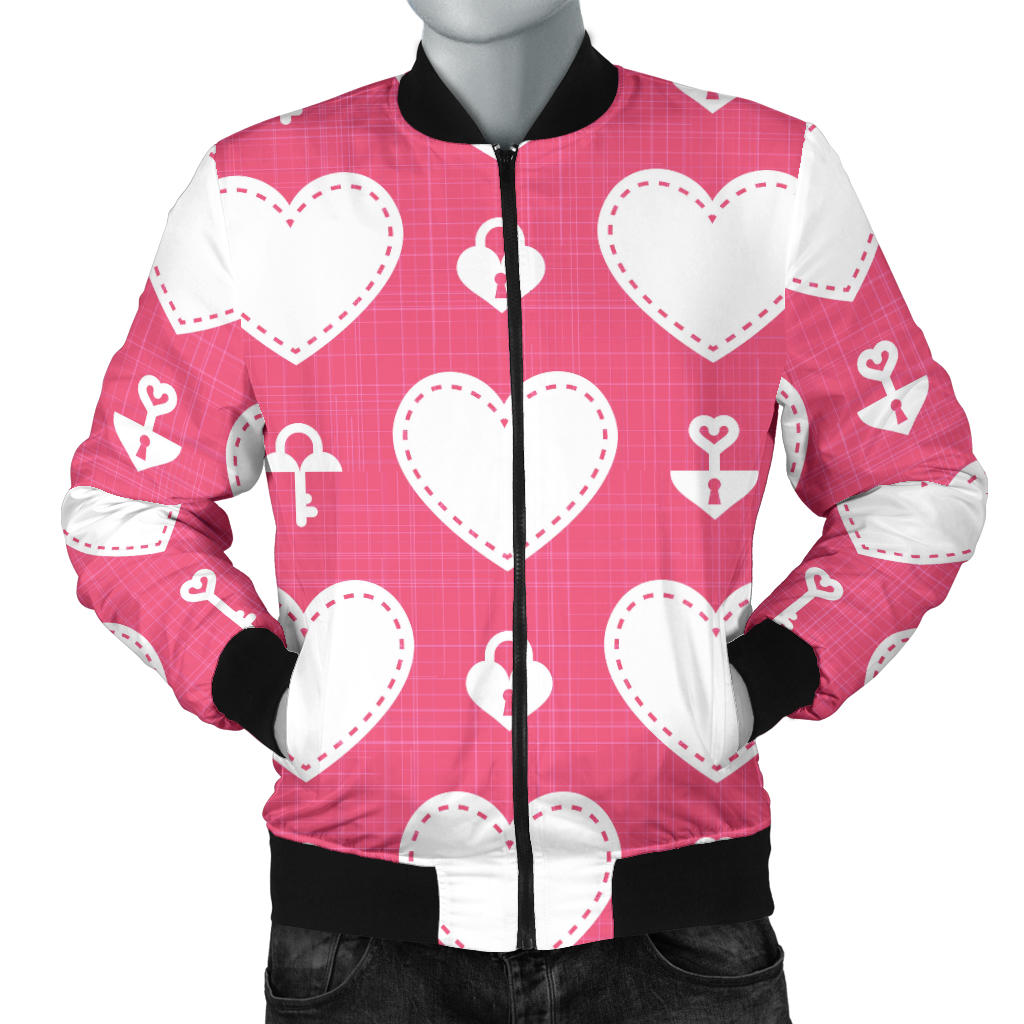 Heart Key Pattern Print Design HE09 Men Bomber Jacket