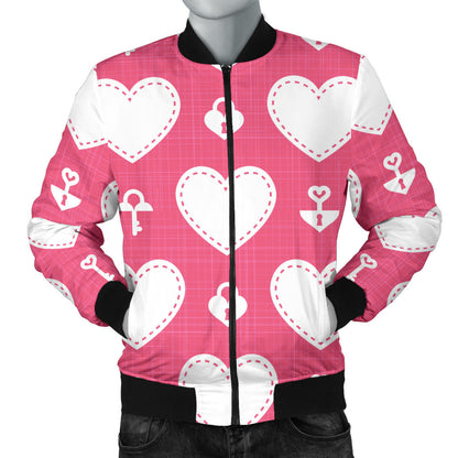 Heart Key Pattern Print Design HE09 Men Bomber Jacket