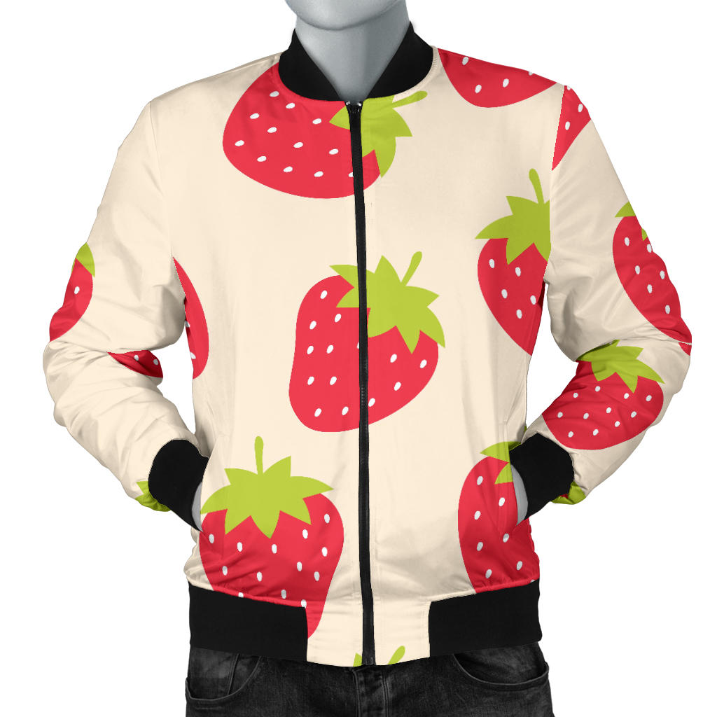 Strawberry Pattern Print Design SB02 Men Bomber Jacket
