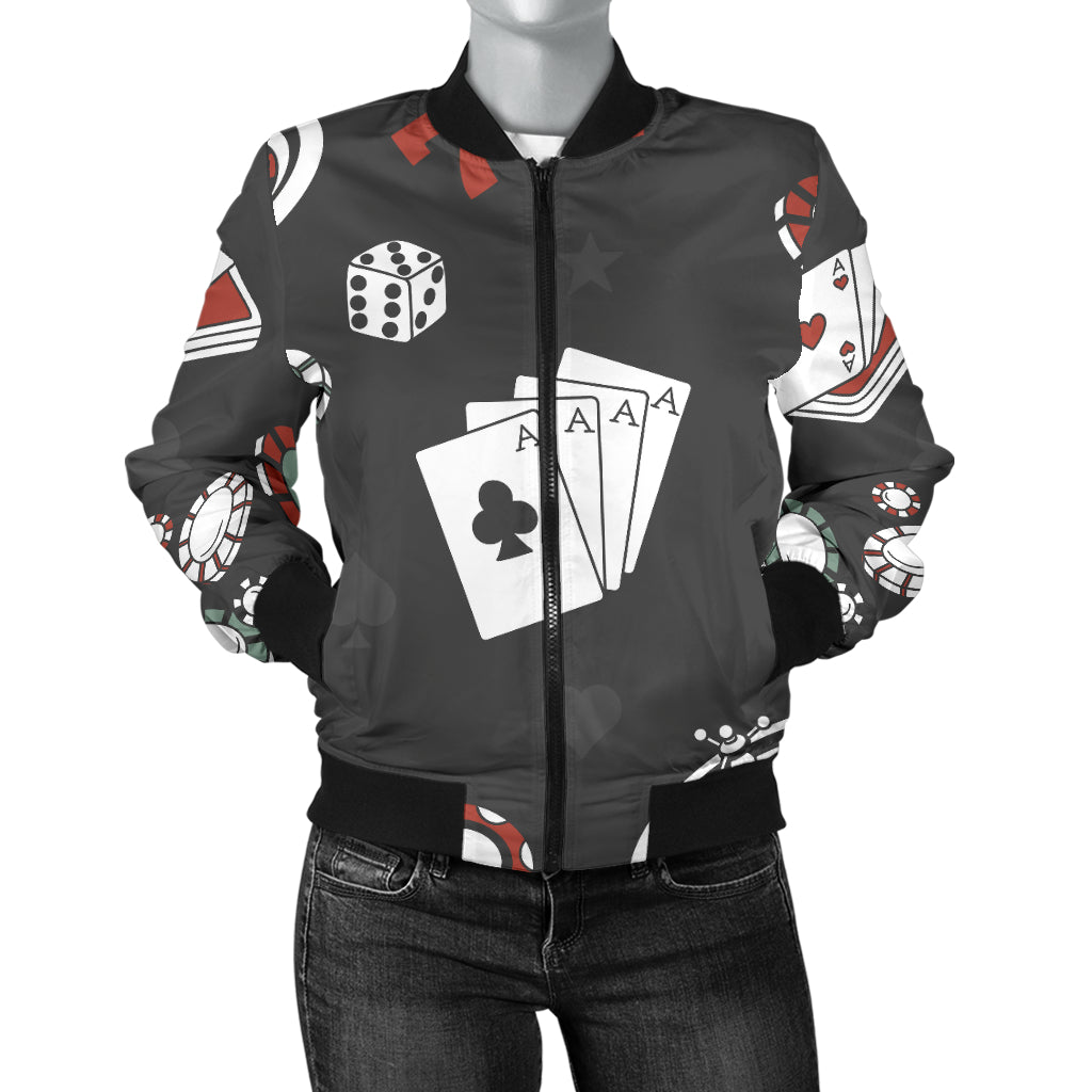 Casino Pattern Print Design 02 Women's Bomber Jacket