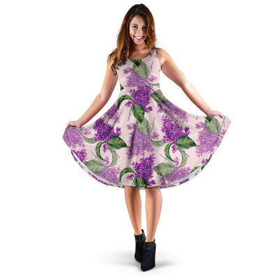 Lilac Pattern Print Design LI02 Midi Dress