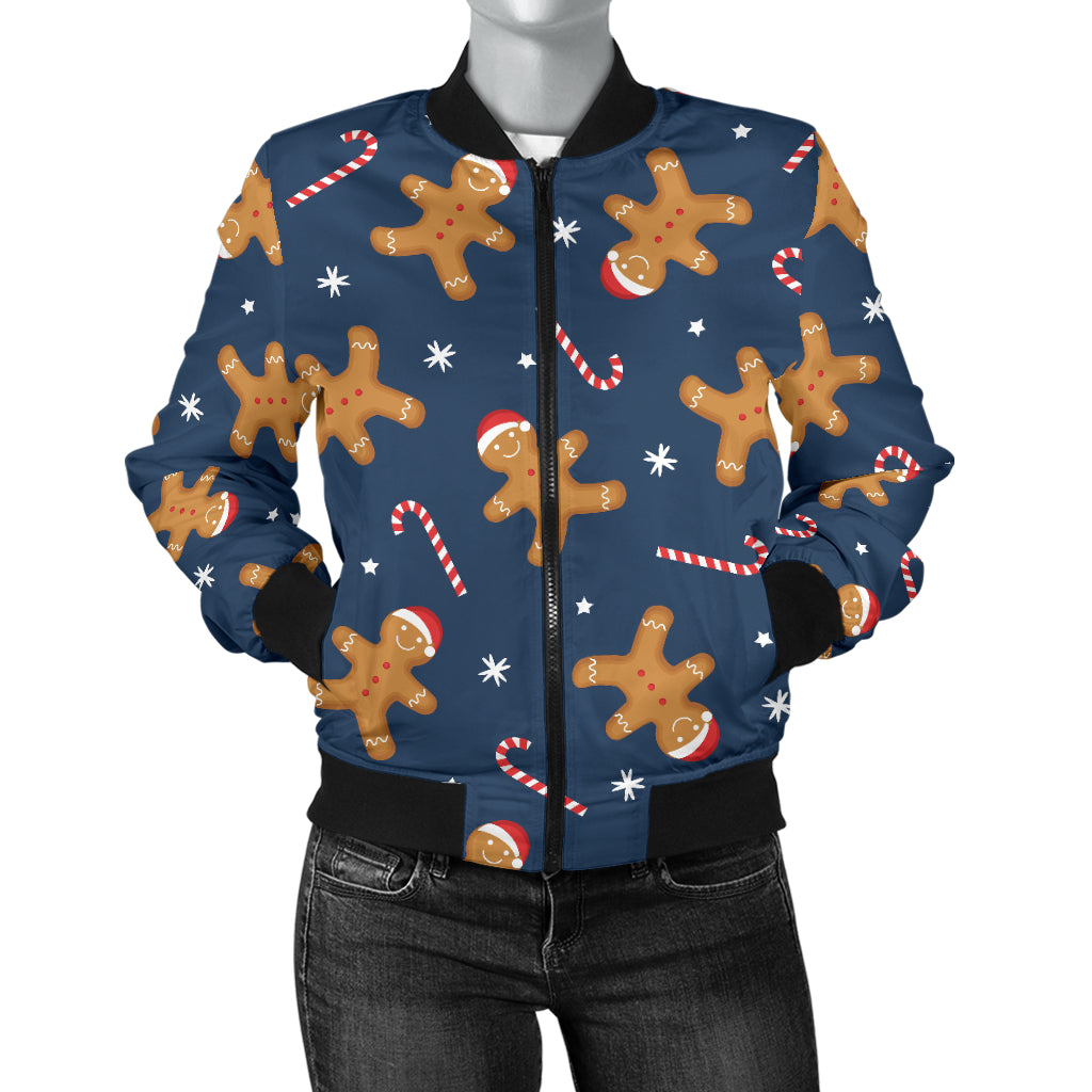 Gingerbread Pattern Print Design 01 Women's Bomber Jacket