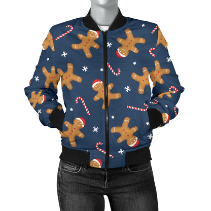 Gingerbread Pattern Print Design 01 Women's Bomber Jacket