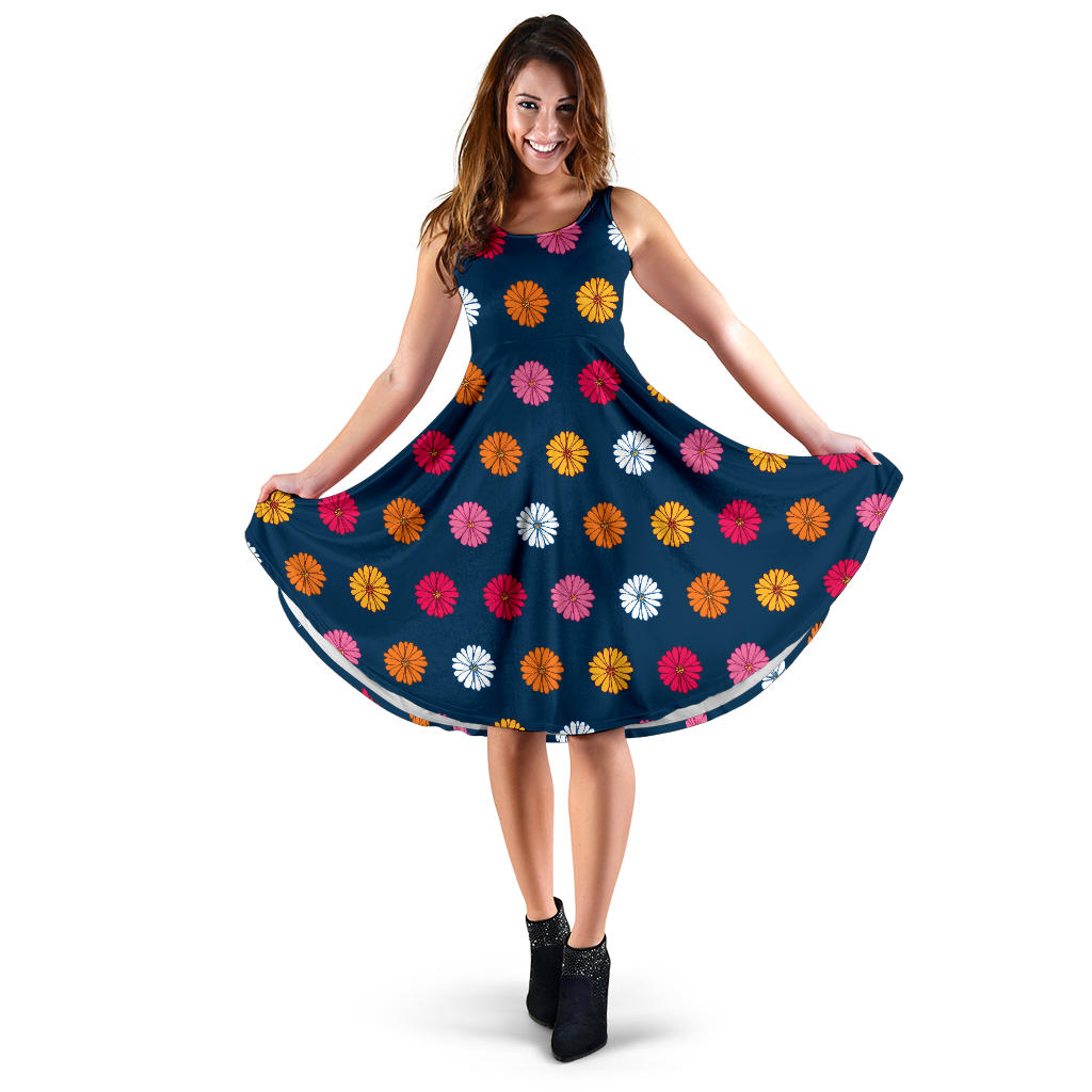 Gerberas Pattern Print Design GB06 Midi Dress