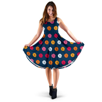 Gerberas Pattern Print Design GB06 Midi Dress