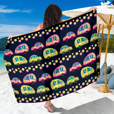 Camper Cute Camping Design No 3 Print Sarong Pareo Wrap