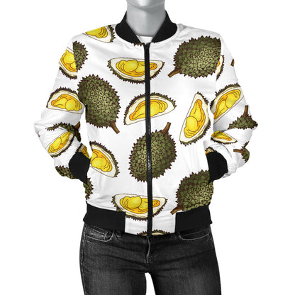 Durian Pattern Print Design DR03 Women Bomber Jacket
