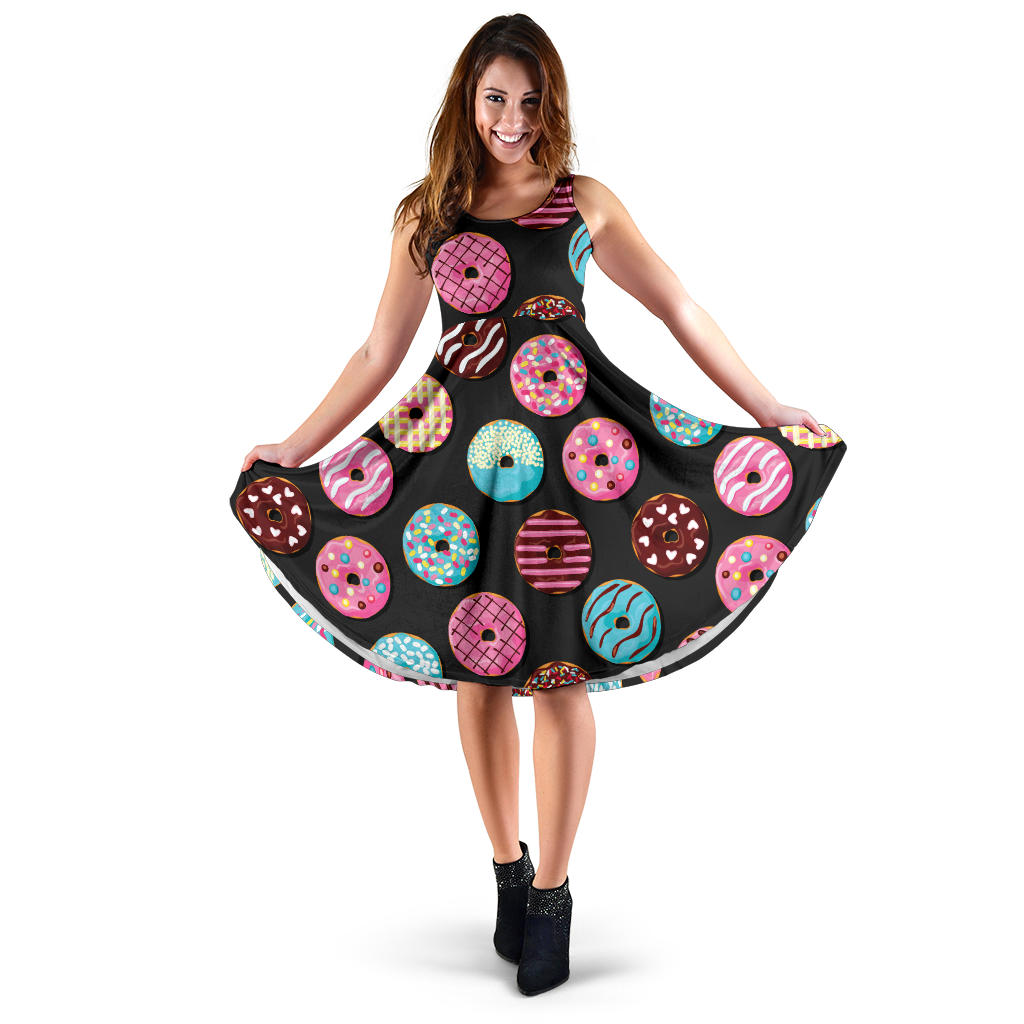 Donut Pattern Print Design DN02 Midi Dress