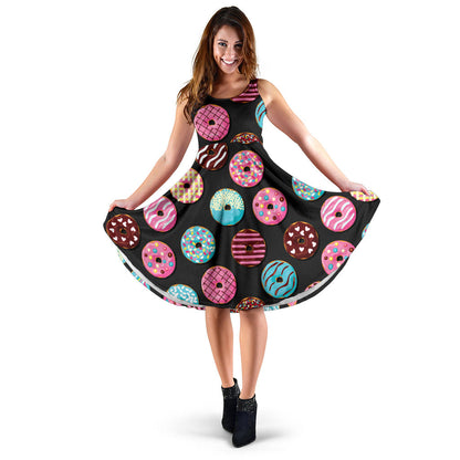 Donut Pattern Print Design DN02 Midi Dress