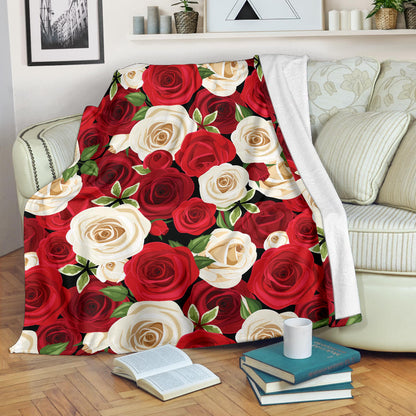 Rose Pattern Print Design RO06 Fleece Blanket