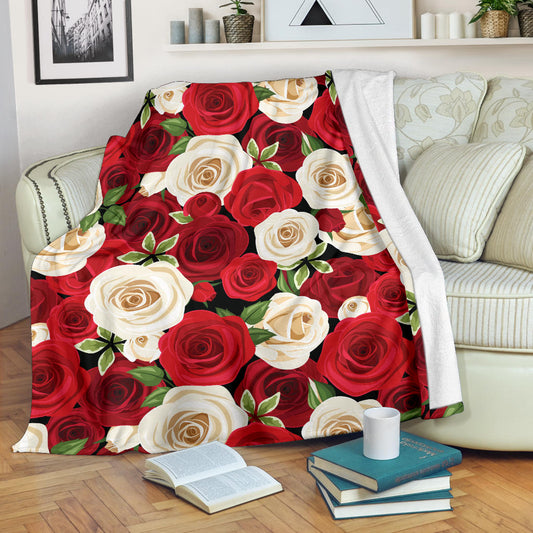 Rose Pattern Print Design RO06 Fleece Blanket