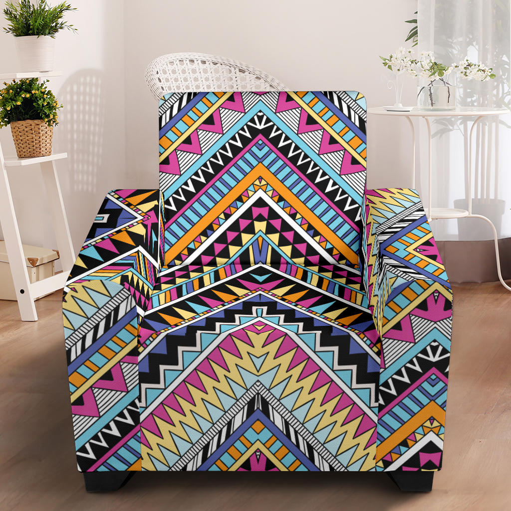 Multicolor zigzag Tribal Aztec Armchair Slipcover