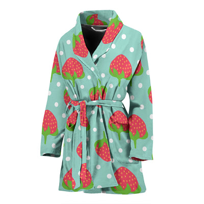 Strawberry Pattern Print Design SB06 Women Bathrobe