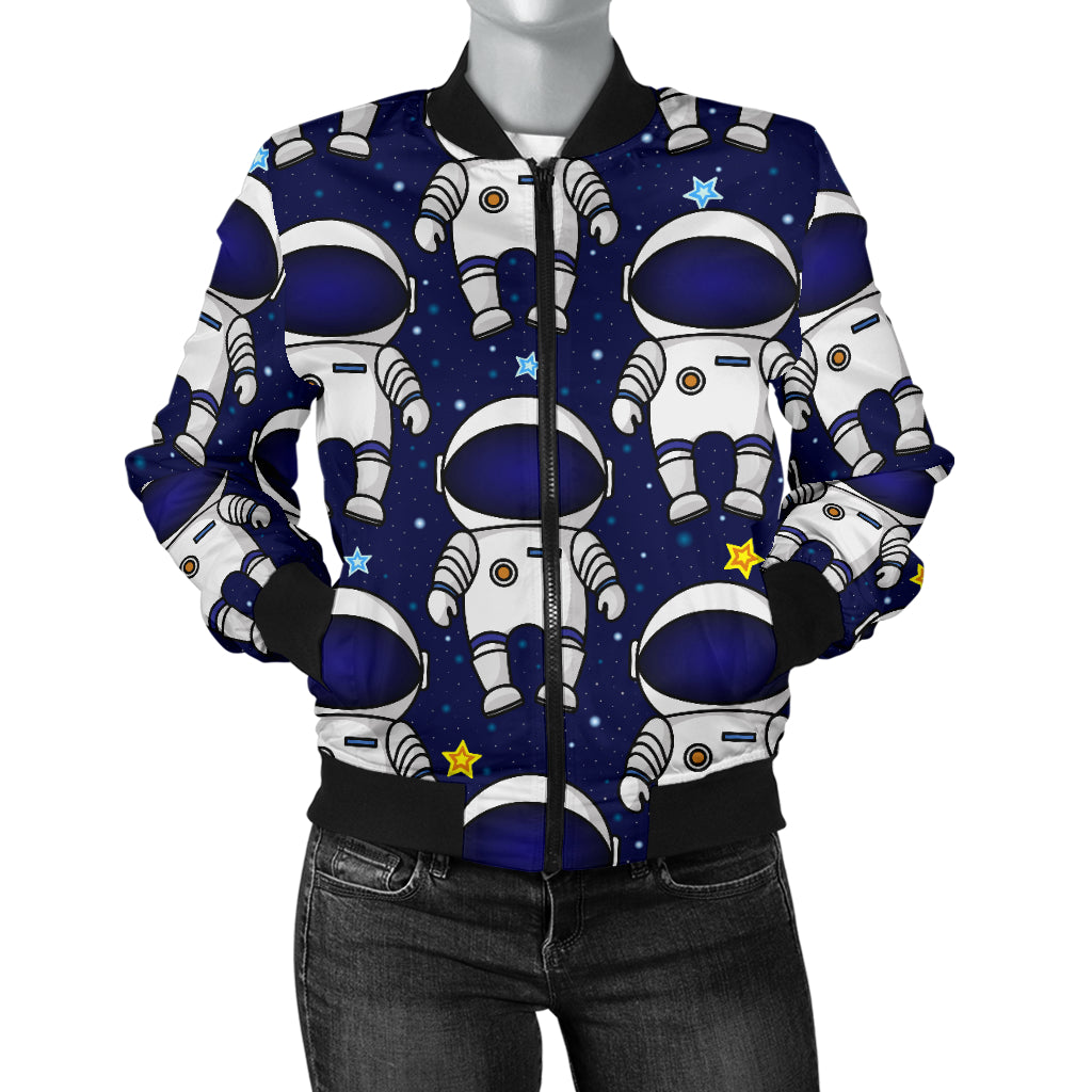 Astronaut Pattern Print Design 01 Women's Bomber Jacket