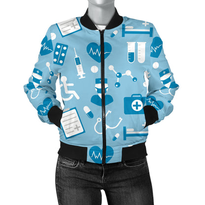 Medical Pattern Print Design 05 Women's Bomber Jacket