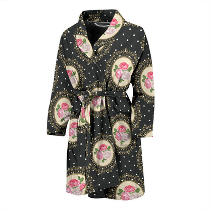 Rose Pattern Print Design RO015 Men Bathrobe