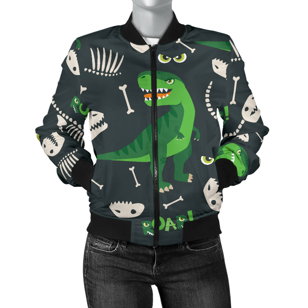 T Rex Pattern Print Design A05 Women's Bomber Jacket