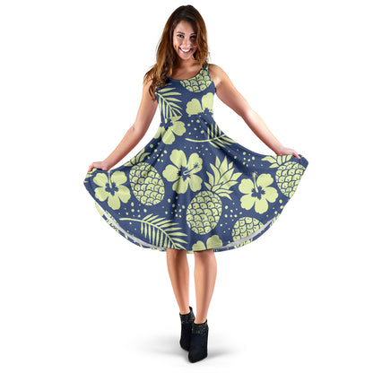 Pineapple Pattern Print Design PP07 Midi Dress