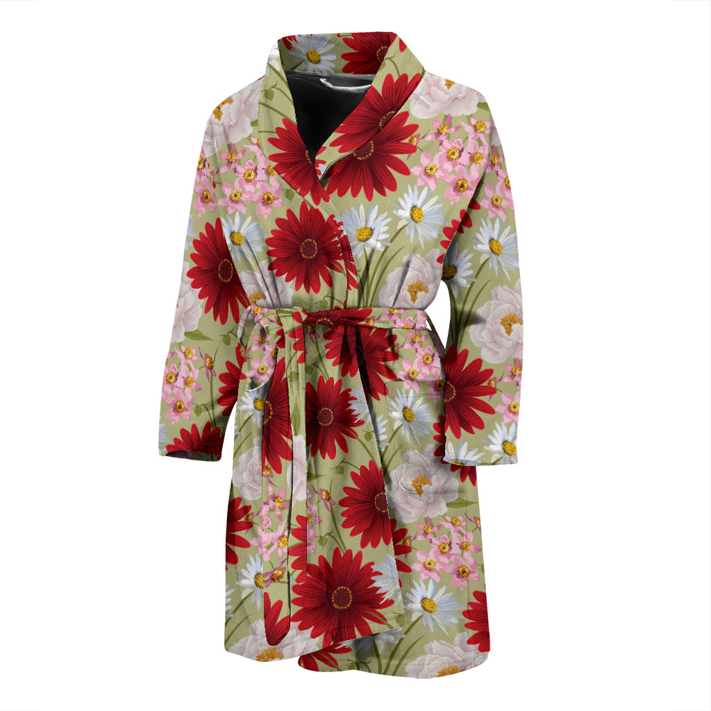Gerberas Pattern Print Design GB07 Men Bathrobe