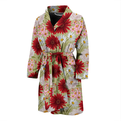 Gerberas Pattern Print Design GB07 Men Bathrobe