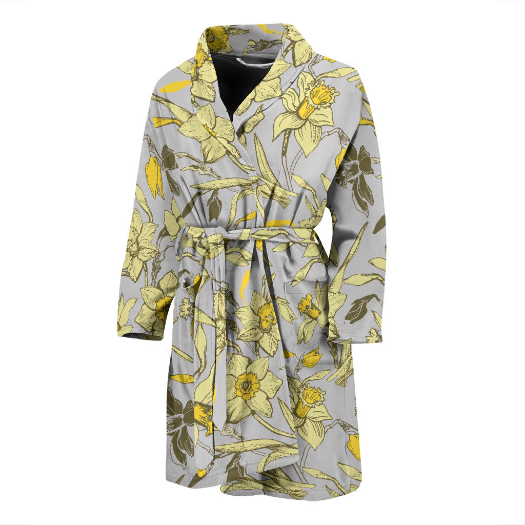 Daffodils Pattern Print Design DF05 Men Bathrobe