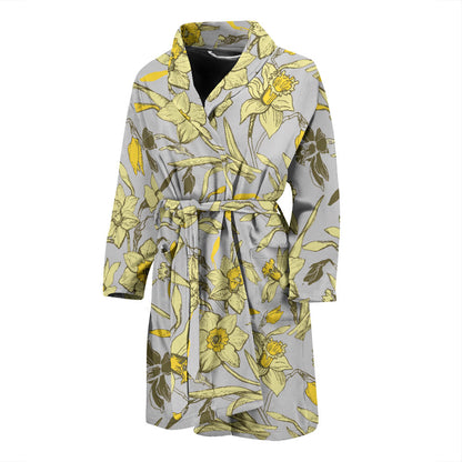Daffodils Pattern Print Design DF05 Men Bathrobe
