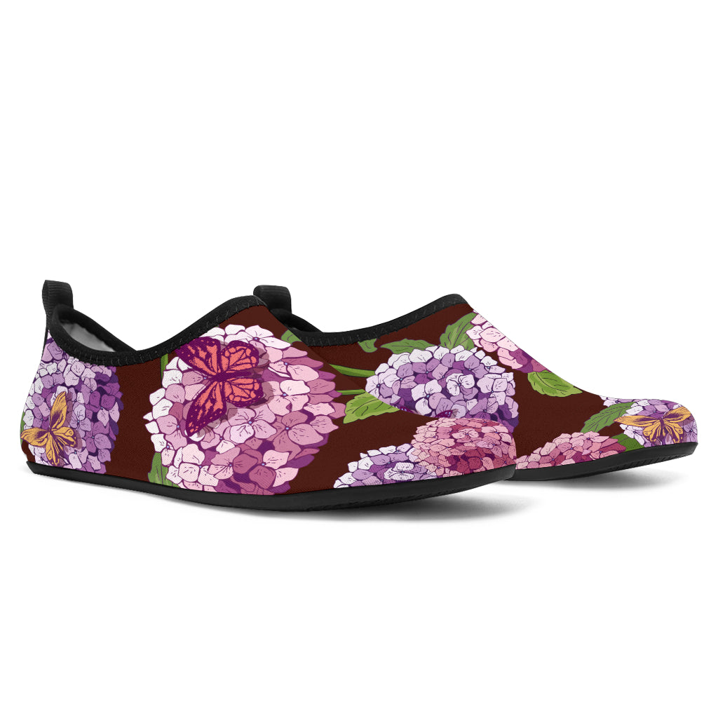 Hydrangea Pattern Print Design HD08 Aqua Water Shoes