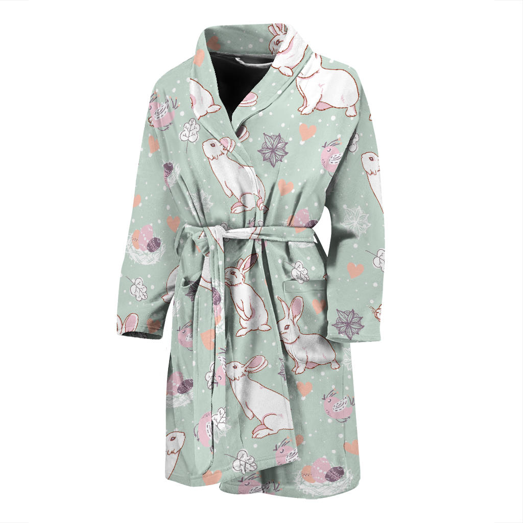 Rabbit Pattern Print Design RB011 Men Bathrobe
