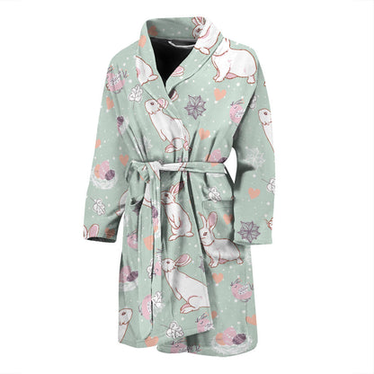 Rabbit Pattern Print Design RB011 Men Bathrobe