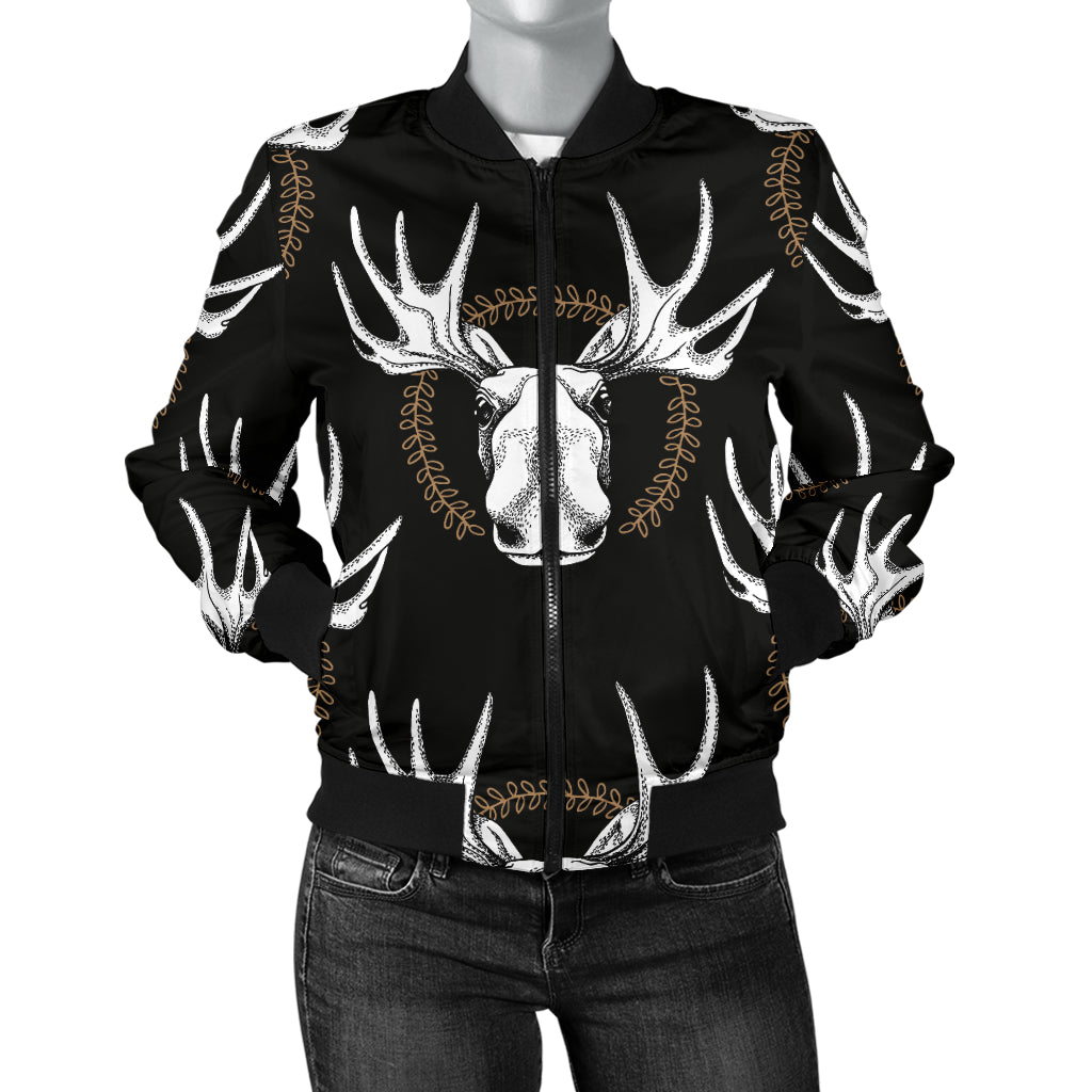 Moose Pattern Print Design 02 Women's Bomber Jacket