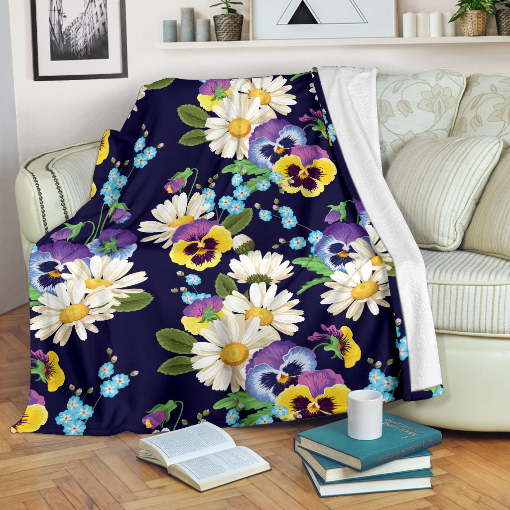 Pansy Pattern Print Design PS03 Fleece Blanket