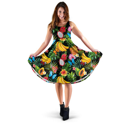 Tropical Fruits Pattern Print Design TF04 Midi Dress
