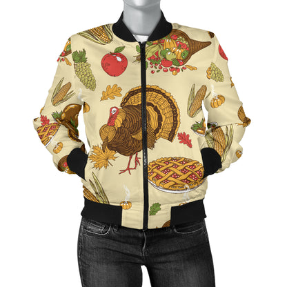 Turkey Pattern Print Design 02 Women's Bomber Jacket