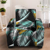 Gold Glitter Cyan Tropical Palm Leaves Armchair Slipcover