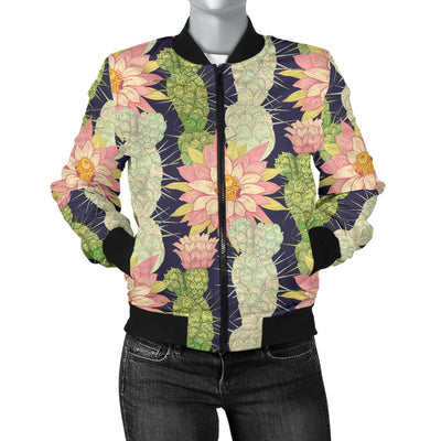 Cactus Pattern Print Design 01 Women's Bomber Jacket