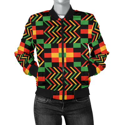 Kente Pattern Print Design 01 Women's Bomber Jacket