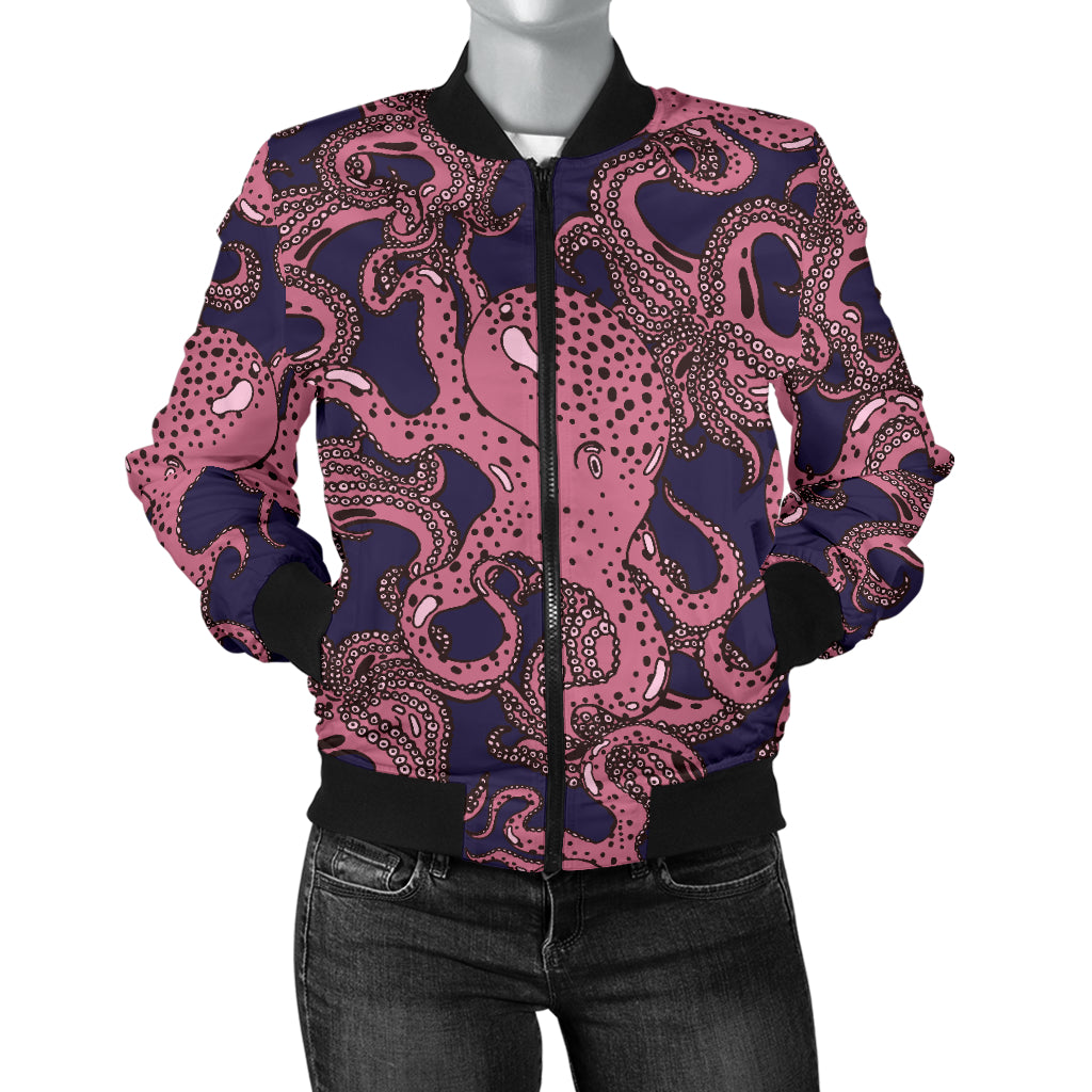 Octopus Pattern Print Design A03 Women's Bomber Jacket