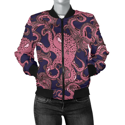 Octopus Pattern Print Design A03 Women's Bomber Jacket