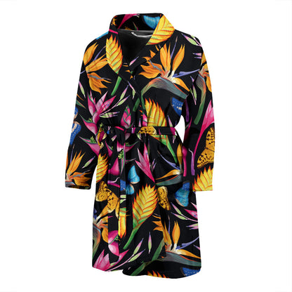 Tropical Flower Pattern Print Design TF016 Men Bathrobe