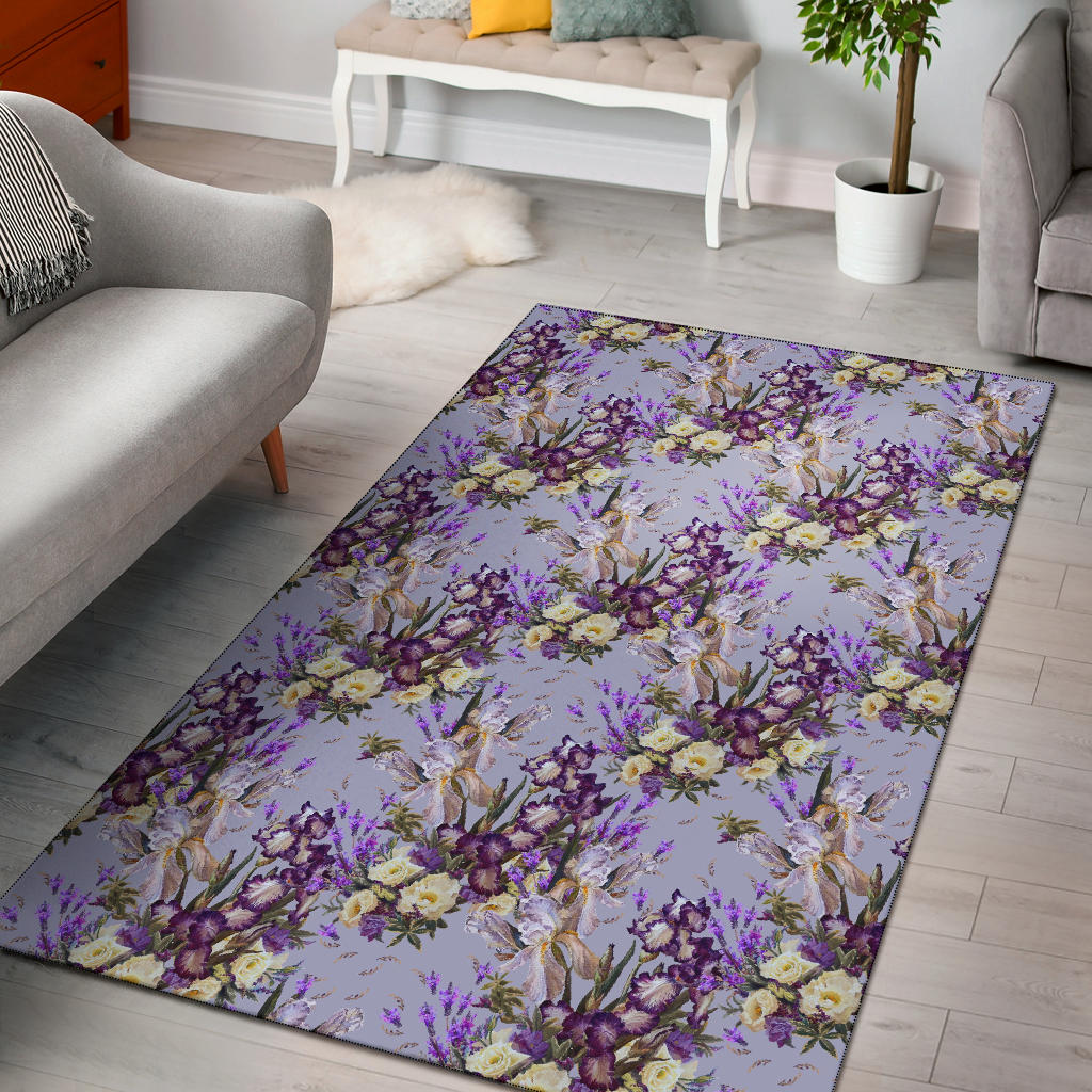 Iris Pattern Print Design IR07 Area Rugs
