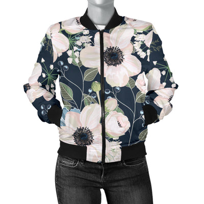 Anemone Pattern Print Design AM02 Women Bomber Jacket