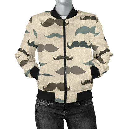 Mustache Pattern Print Design A01 Women's Bomber Jacket