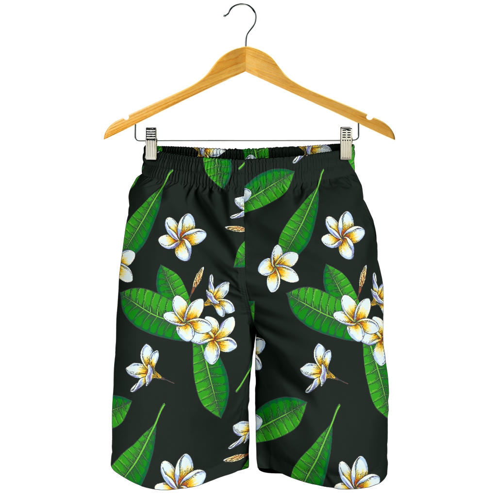 White Plumeria Pattern Print Design PM023 Mens Shorts
